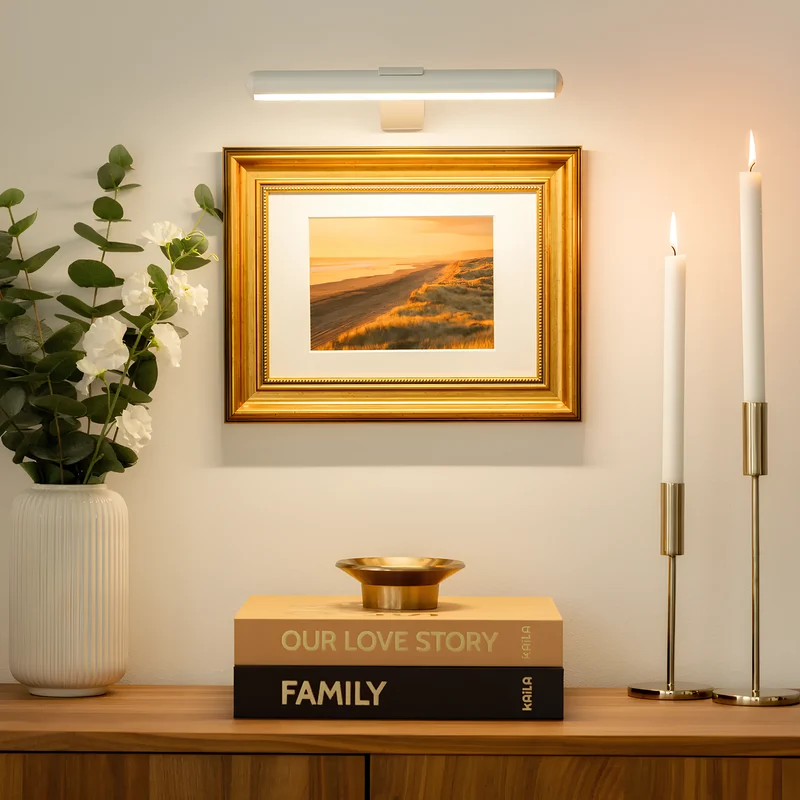 Trådløs LED-billedlampe med opladning og fjernbetjening