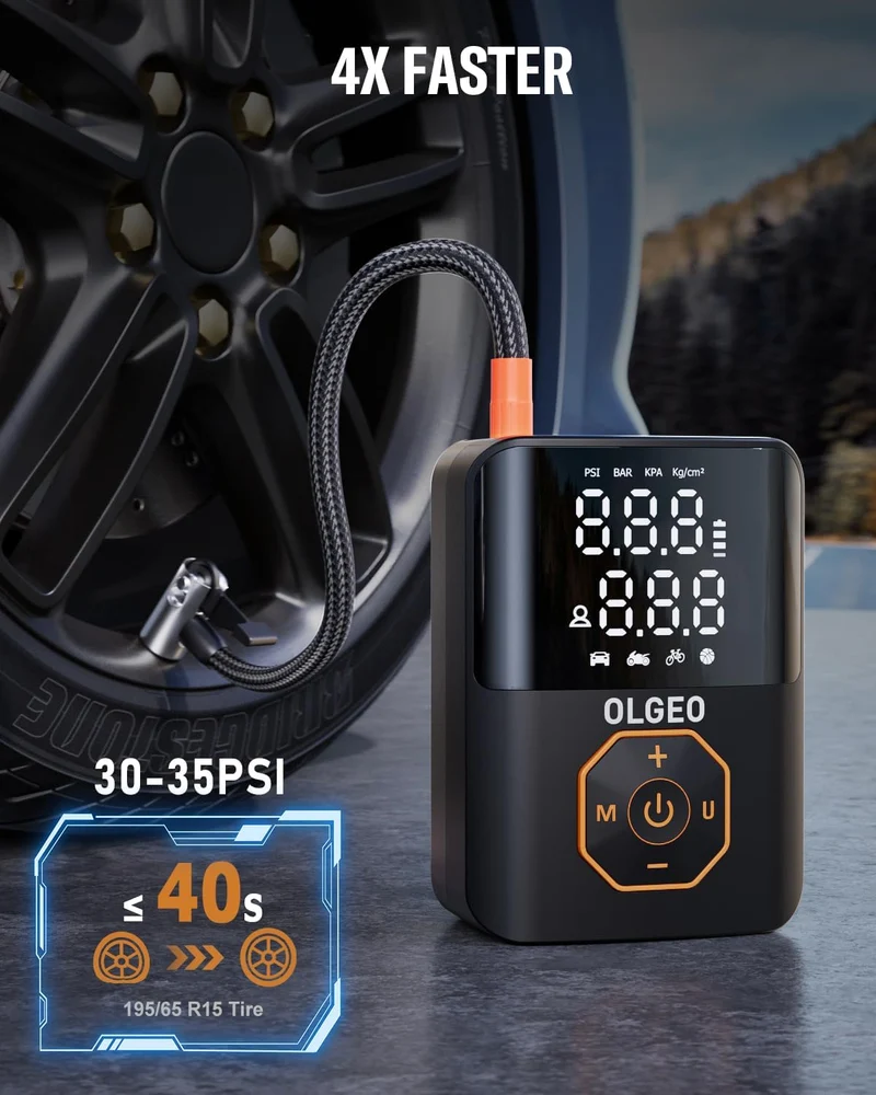 Trådløs dækpumpe med digital display og auto-stop