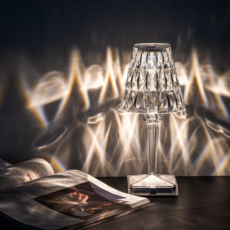 Krystaleffekt Bordlampe med Touch & Justerbart Lys