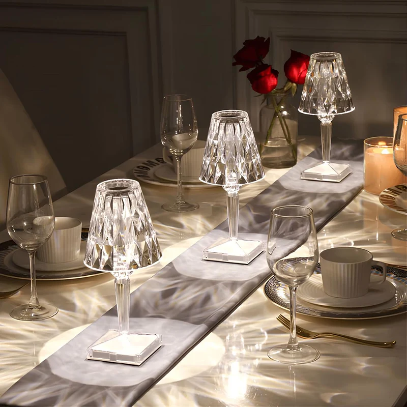 Krystaleffekt Bordlampe med Touch & Justerbart Lys