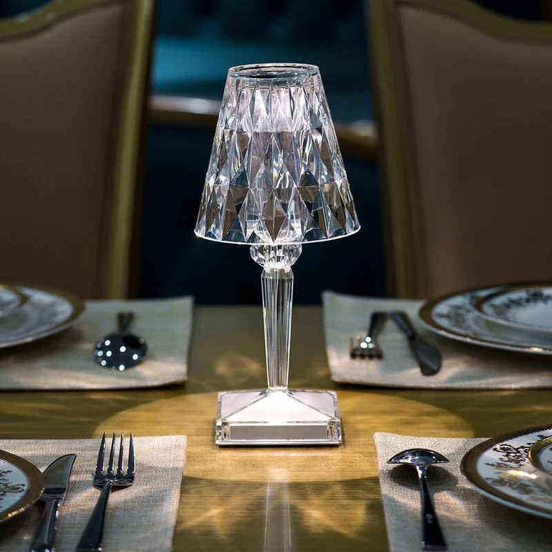 Krystaleffekt Bordlampe med Touch & Justerbart Lys