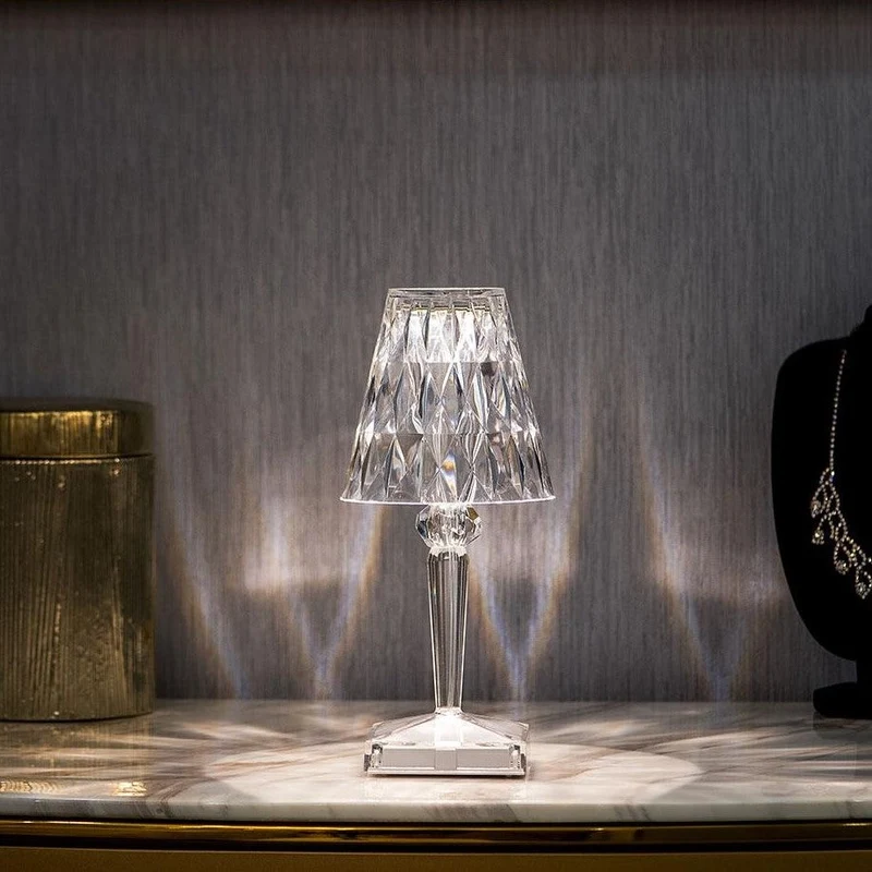 Krystaleffekt Bordlampe med Touch & Justerbart Lys