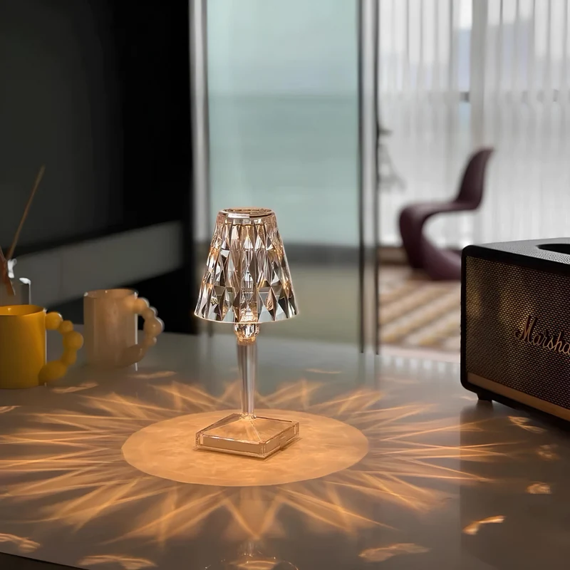 Krystaleffekt Bordlampe med Touch & Justerbart Lys