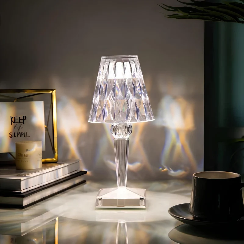 Krystaleffekt Bordlampe med Touch & Justerbart Lys