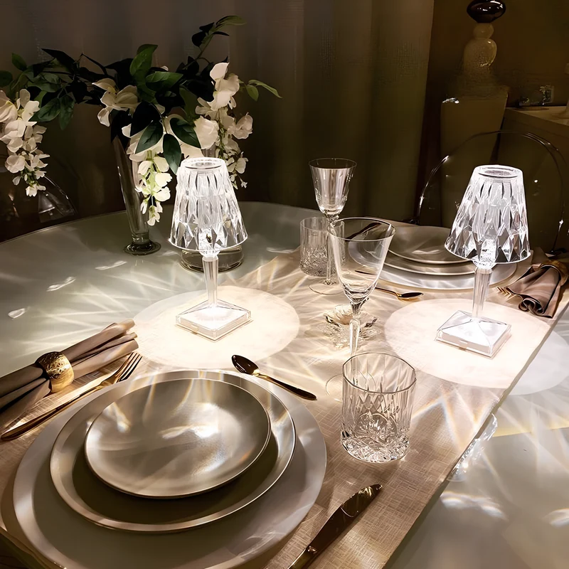 Krystaleffekt Bordlampe med Touch & Justerbart Lys