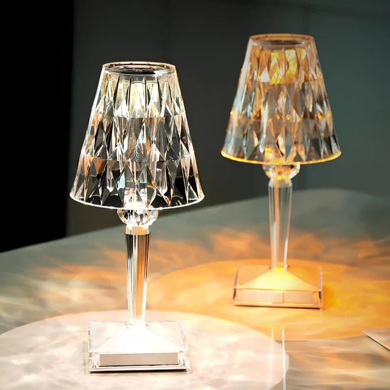 Krystaleffekt Bordlampe med Touch & Justerbart Lys