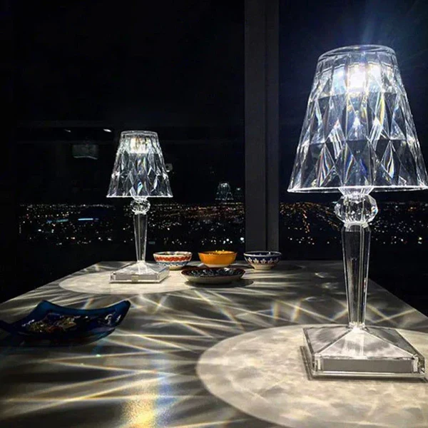 Krystaleffekt Bordlampe med Touch & Justerbart Lys