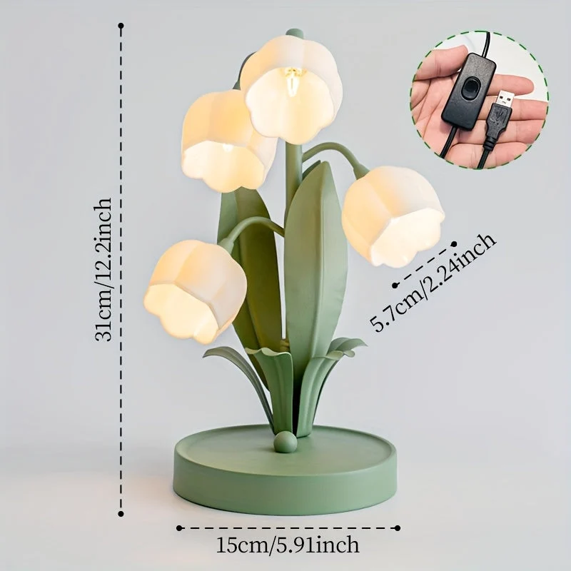 Romantisk Blomsterlampe med USB – Blød, Hvidt Lys