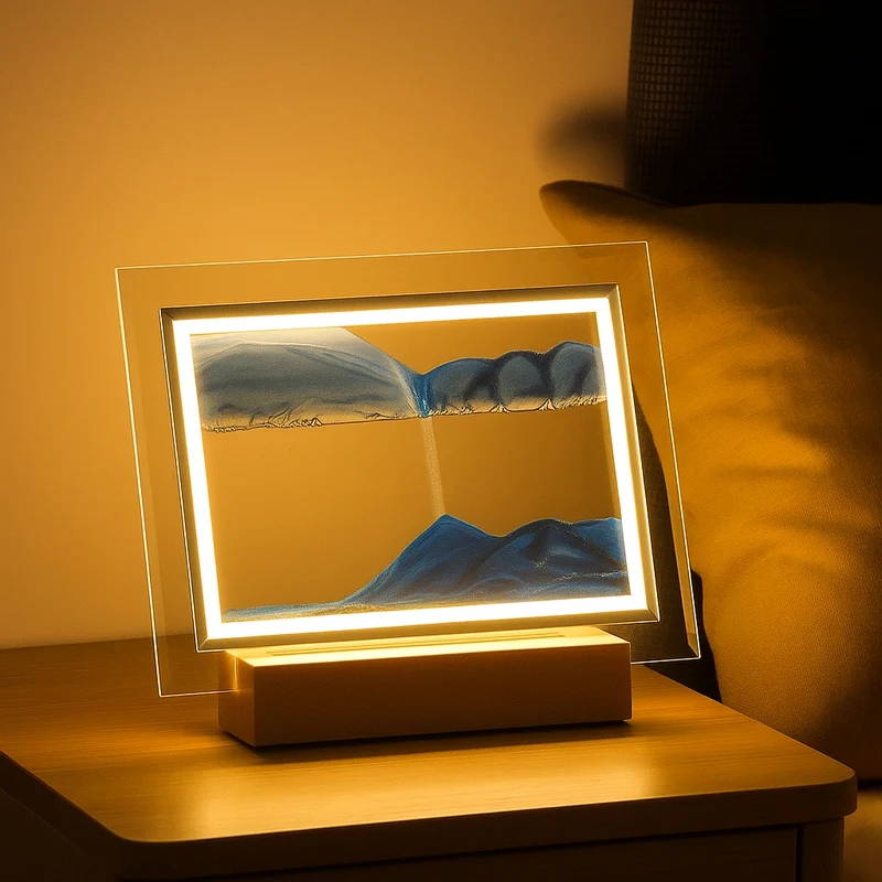 Sandkunst Lampe med Varmt LED Lys – Skab Stemning i Dit Hjem