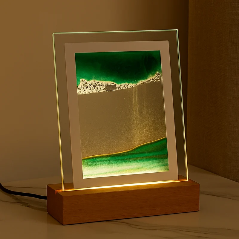 Sandkunst Lampe med Varmt LED Lys – Skab Stemning i Dit Hjem