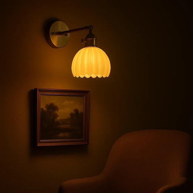 Elegant Væglampe i Glas – Vintage Design og Varmt Lys