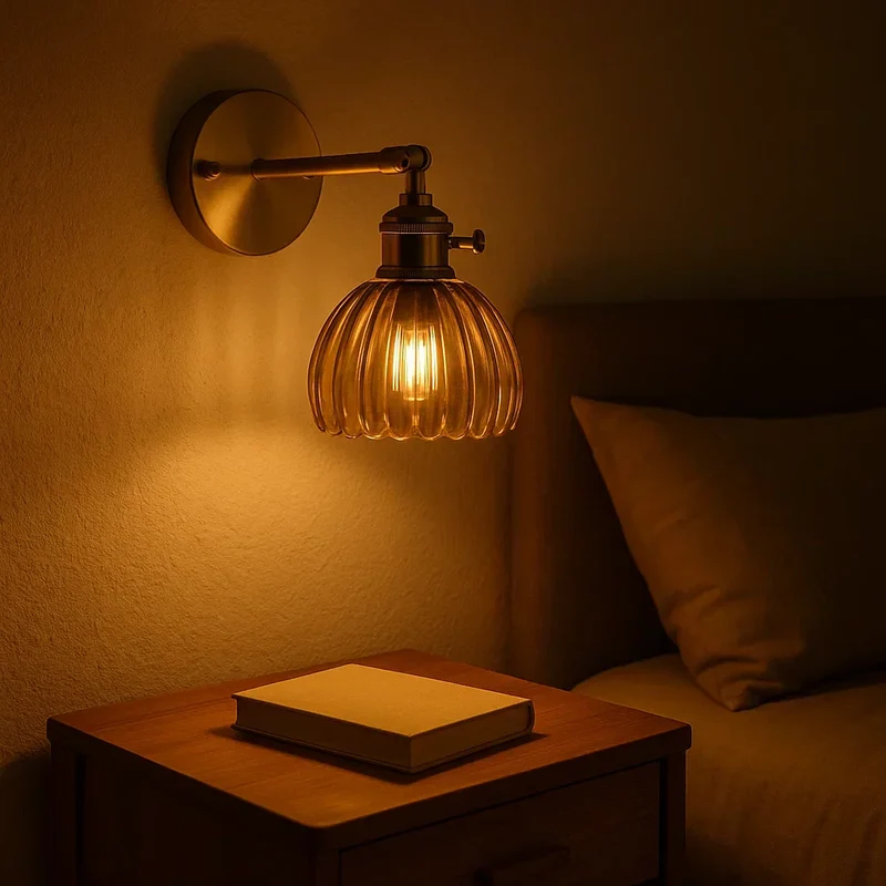 Elegant Væglampe i Glas – Vintage Design og Varmt Lys