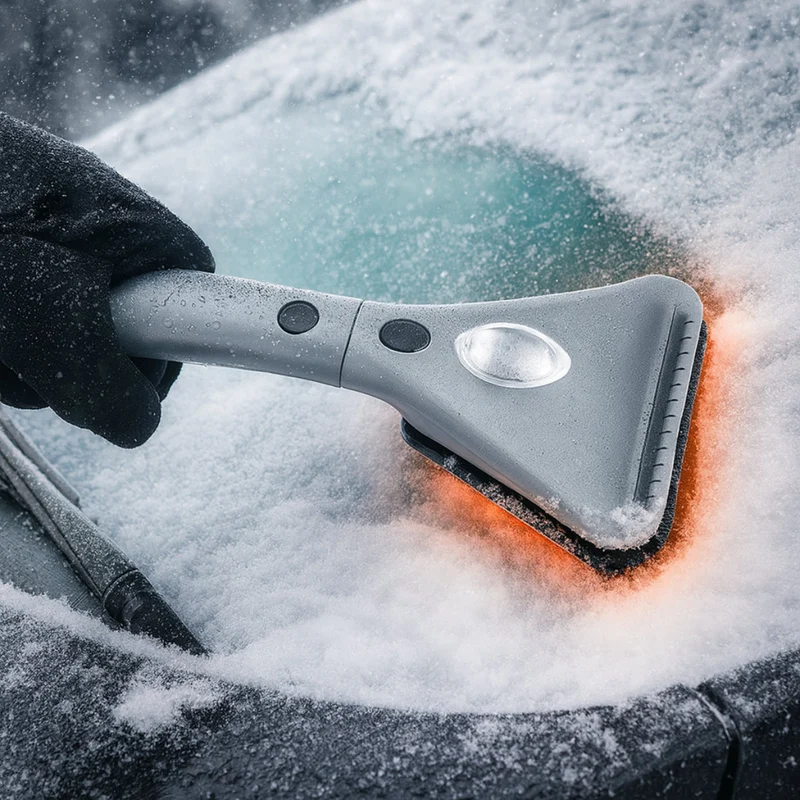 Effektiv isskraber med varme og LED-lys til bilvinduet