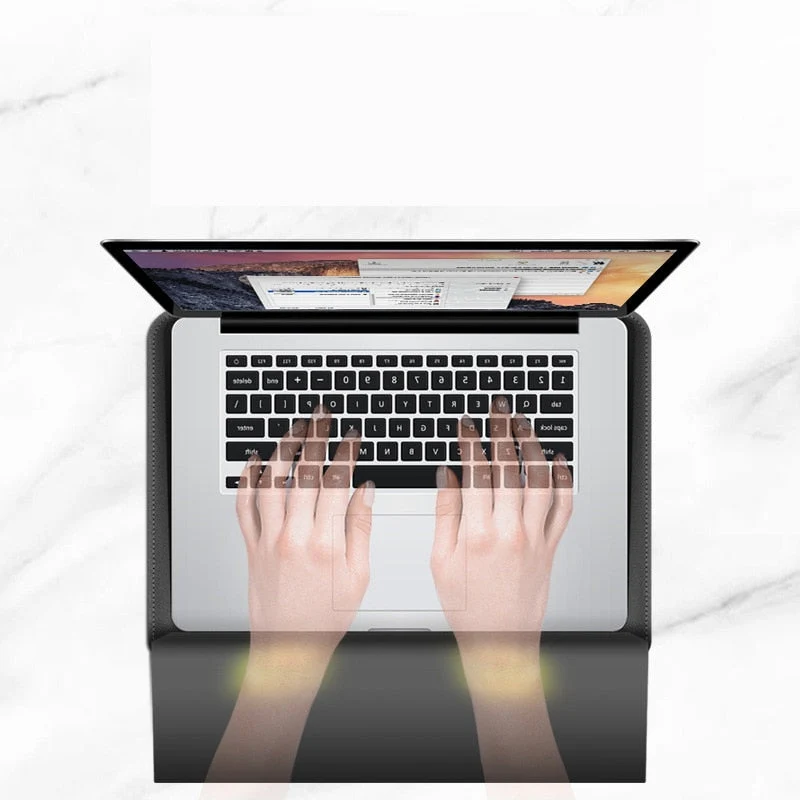 Laptop Sleeve med Foldbar Stand og PU Læder - Slank og Praktisk