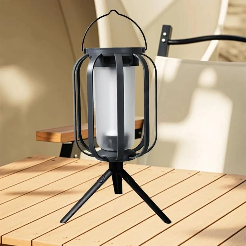 Solcelle- og USB-opladelig LED-lanterne med flammeeffekt