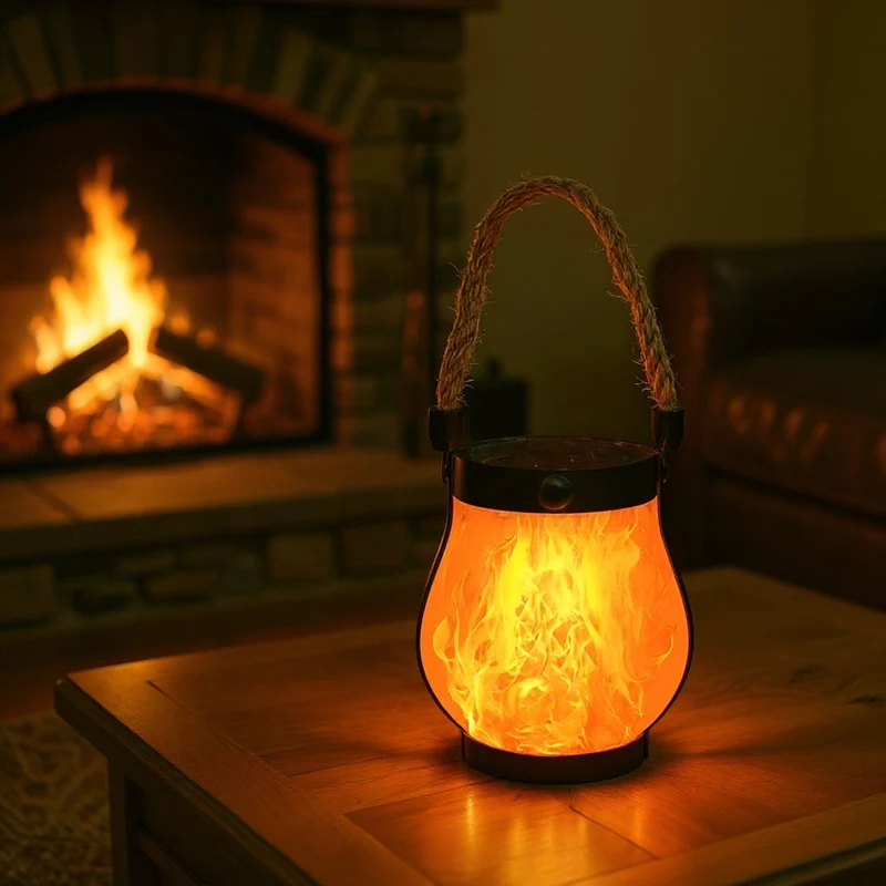 Sol- og USB-opladelig LED Lanterne med Flammeeffekt