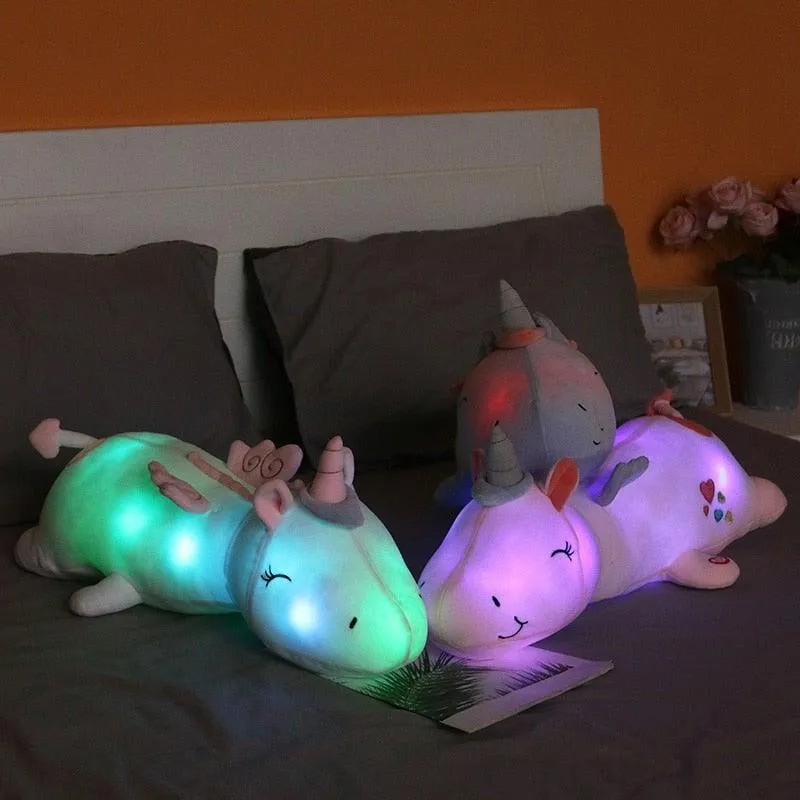 Unicorn Bamseven med Blidt Regnbuelys - Perfekt som Natlampe