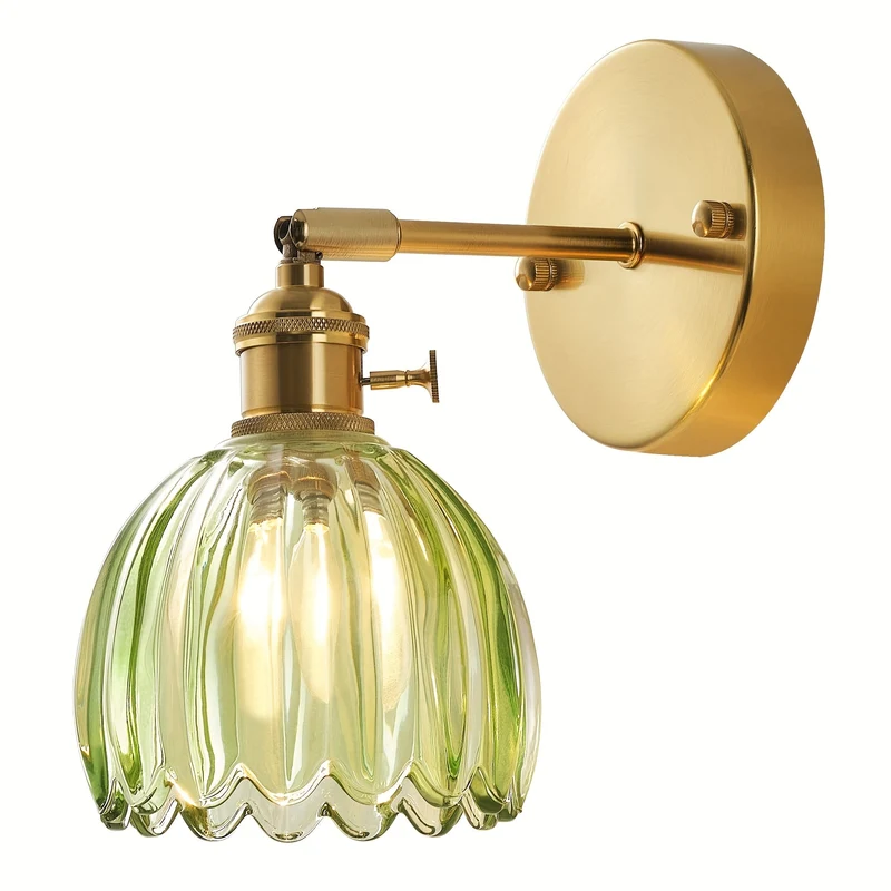 Elegant Væglampe i Glas med Lyserød Skærm og Guld Finish