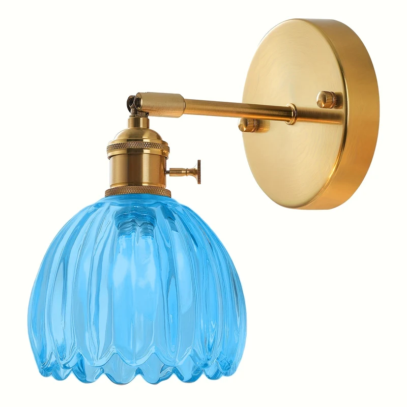 Elegant Væglampe i Glas med Lyserød Skærm og Guld Finish
