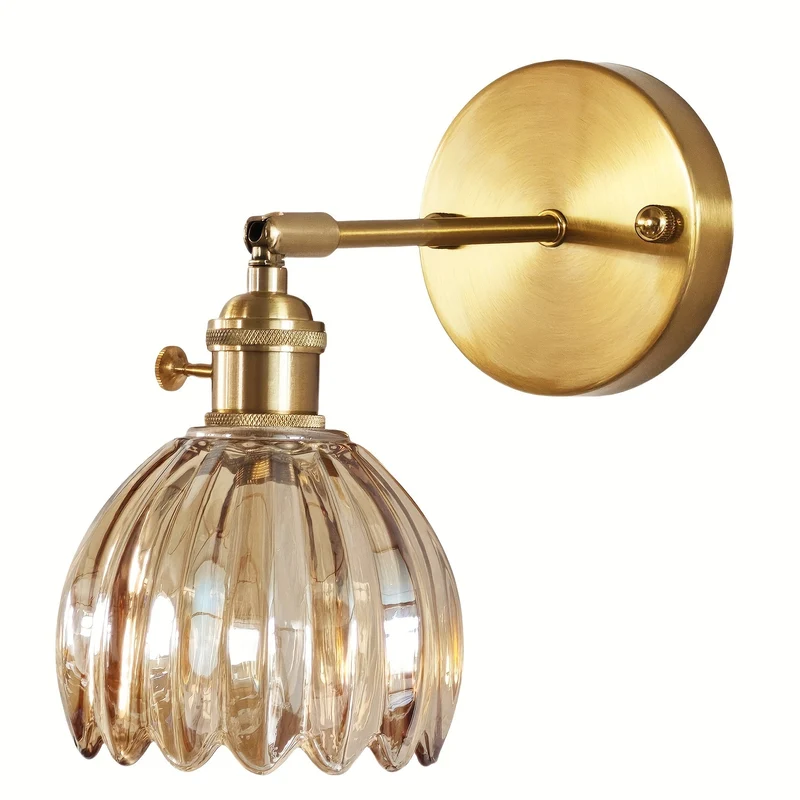 Elegant Væglampe i Glas med Lyserød Skærm og Guld Finish