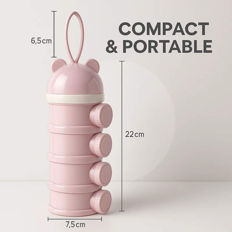 Bærbar 4-lags Snack- og Mælkepulverdispenser