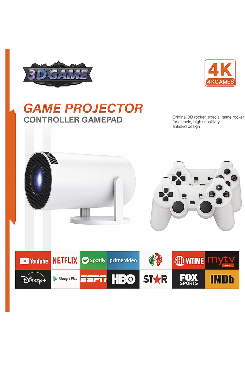 4K Mini Projektor med Trådløs Spiloplevelse og Smart Funktion