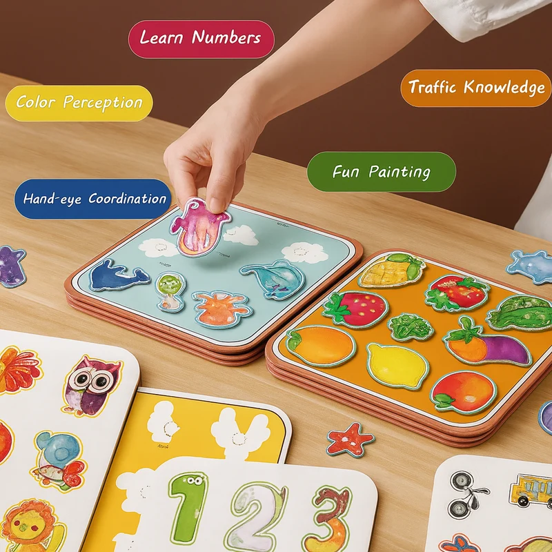 Genopfyldelig Montessori Tegne- & Fortællebog til Børn