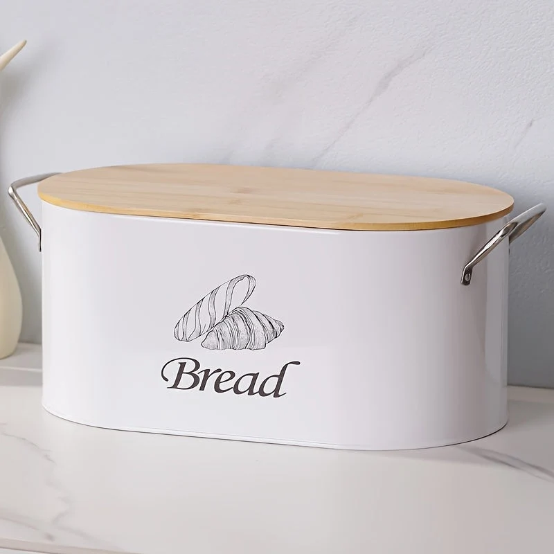 Elegant Brødkasse i Hvid med Bæredygtigt Bambuslåg