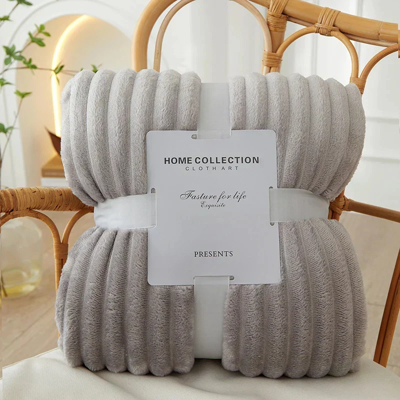 Luksuriøst Flannel Fleece Tæppe med Brede Striber