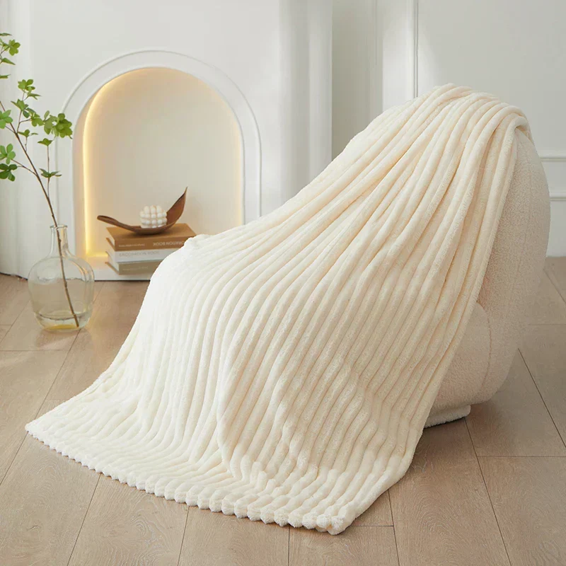 Luksuriøst Flannel Fleece Tæppe med Brede Striber
