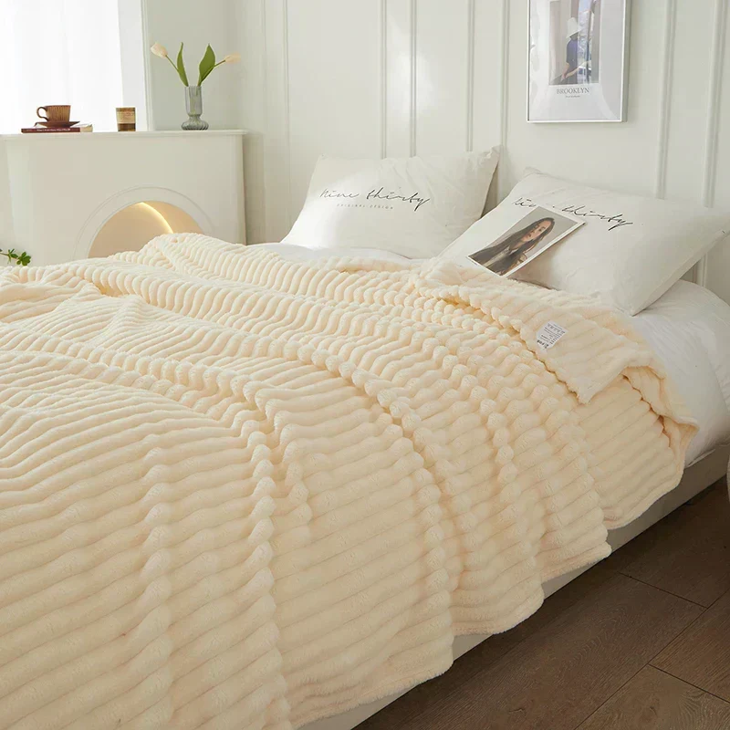 Luksuriøst Flannel Fleece Tæppe med Brede Striber