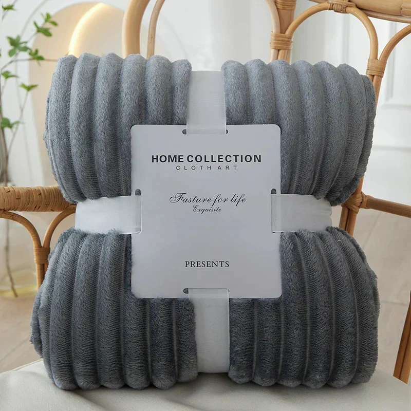 Luksuriøst Flannel Fleece Tæppe med Brede Striber