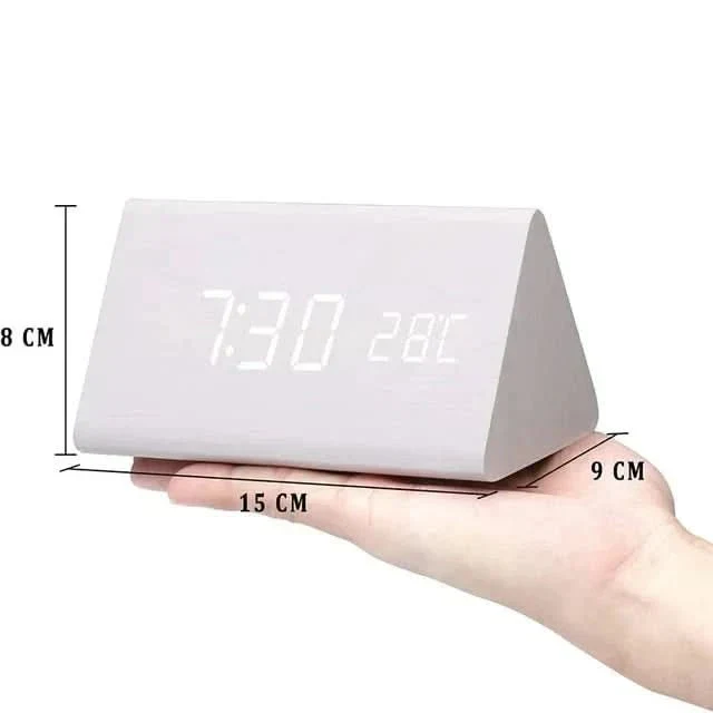 Elegant LED Vækkeur med Justerbar Lysstyrke og Temperaturvisning
