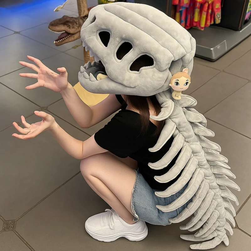 Blødt Dinosaur Skeletkostume til Fantasifuld Leg og Komfort