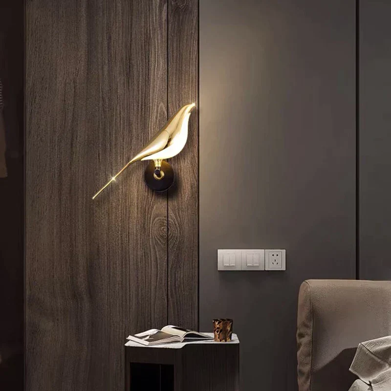Moderne Væglampe med Justerbar LED i Fugleform