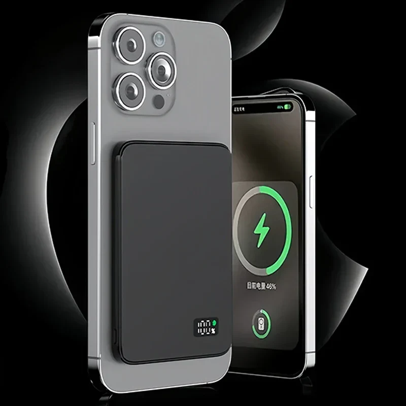 Trådløs Powerbank med Magnetisk Opladning og LED Indikator