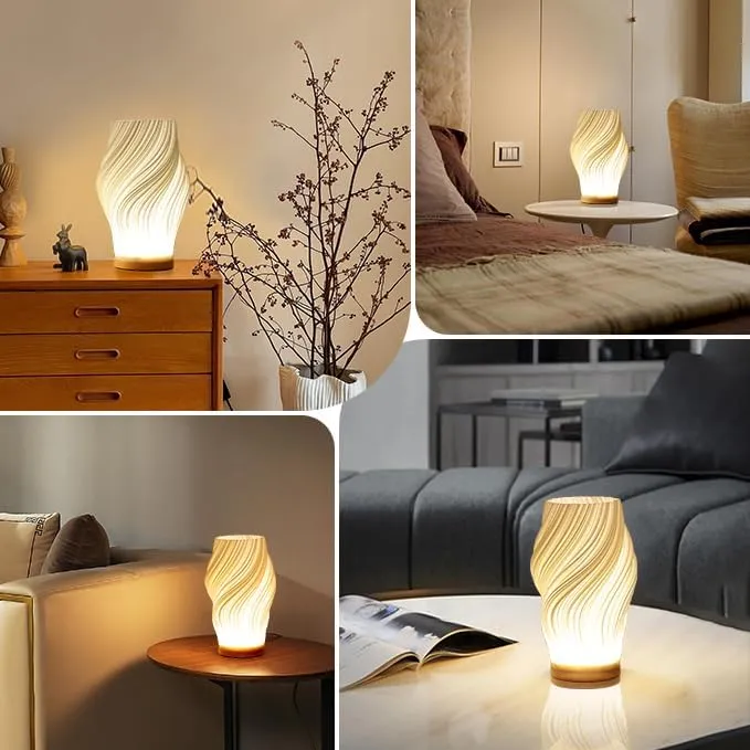 Moderne Bordlampe med Dæmpbart Lys og Skulpturel Elegance