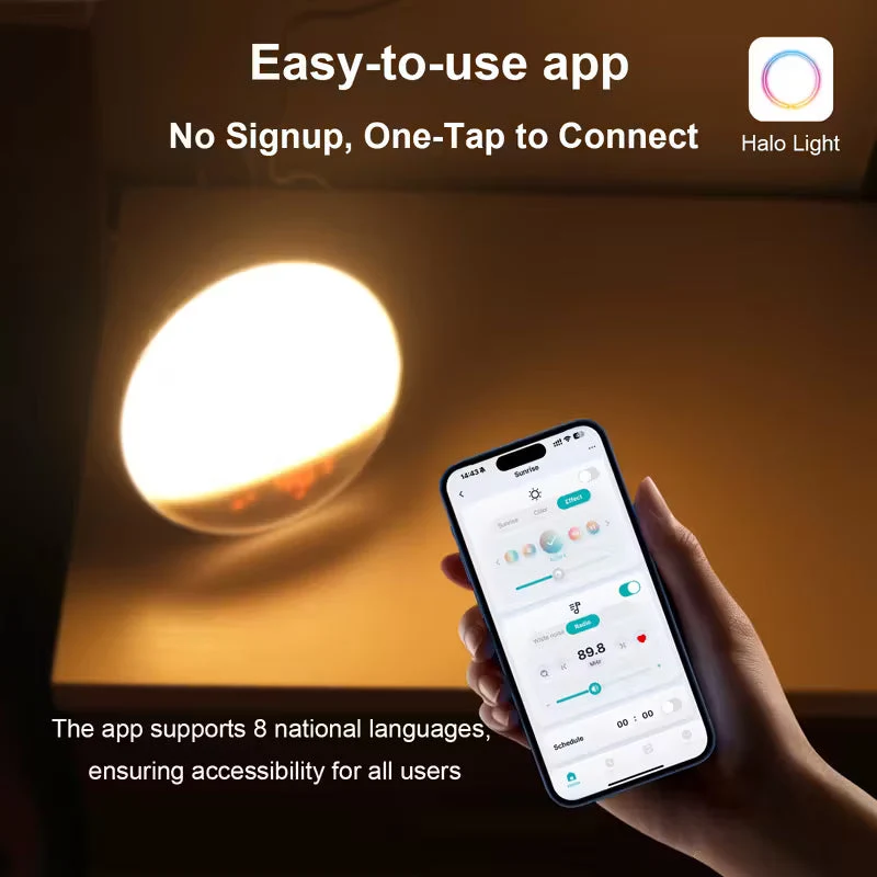 Vækkeur med Solopgangssimulation og App-styring – Naturlig Opvågning