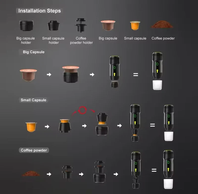 Bærbar Espressomaskine med Genopladeligt Batteri & Hurtig Brygning