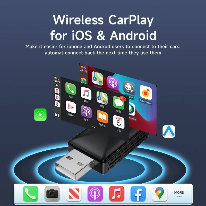Trådløs CarPlay & Android Auto Adapter - Forenklet Køretur
