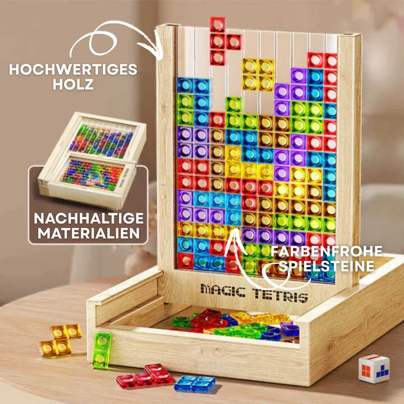 Bæredygtigt Træpuslespil med Tetris-design for Hjernetræning