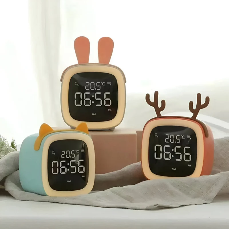 Børnevenligt Vækkeur med LED Natlampe og Justerbar Timer