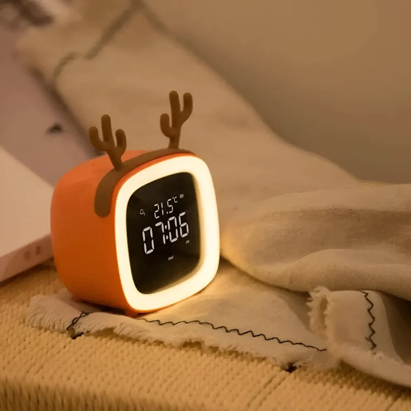 Børnevenligt Vækkeur med LED Natlampe og Justerbar Timer