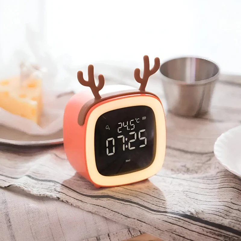 Børnevenligt Vækkeur med LED Natlampe og Justerbar Timer
