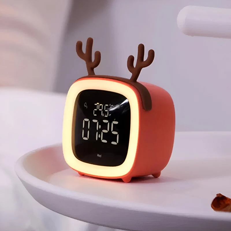 Børnevenligt Vækkeur med LED Natlampe og Justerbar Timer