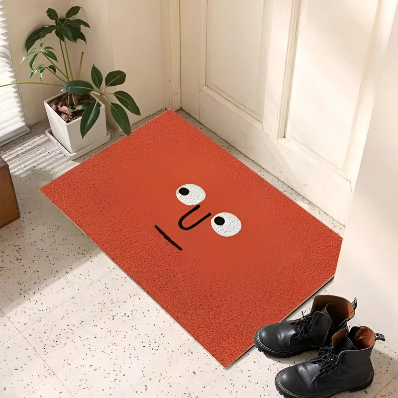 Skridsikker Smiley Dørmåtte – Vandabsorberende, Indendørs/Udendørs