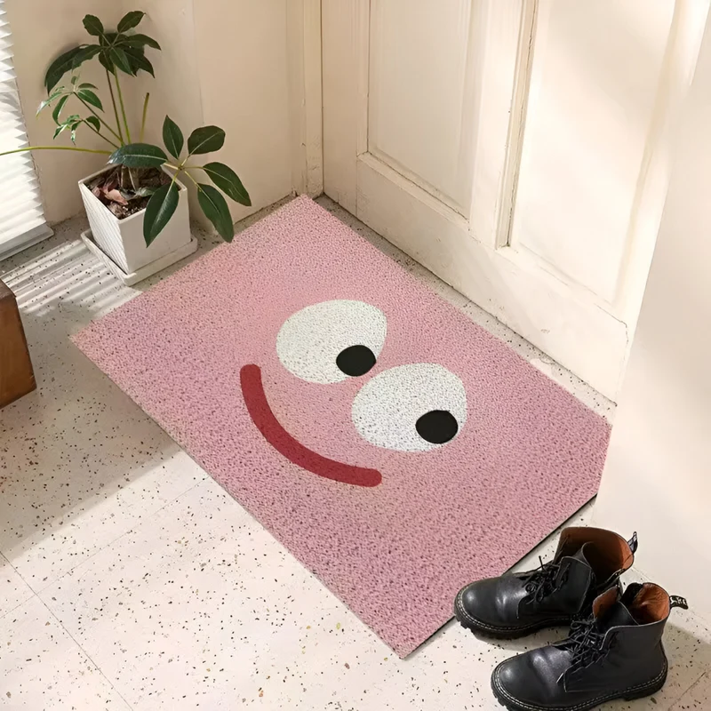 Skridsikker Smiley Dørmåtte – Vandabsorberende, Indendørs/Udendørs