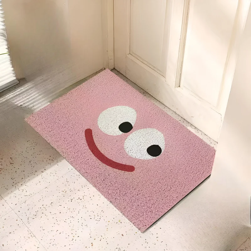 Skridsikker Smiley Dørmåtte – Vandabsorberende, Indendørs/Udendørs