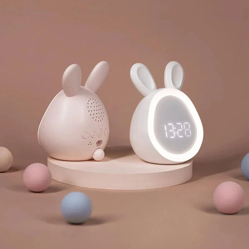 Børnevækkeur med LED Natlys – Energisparende Kanindesign