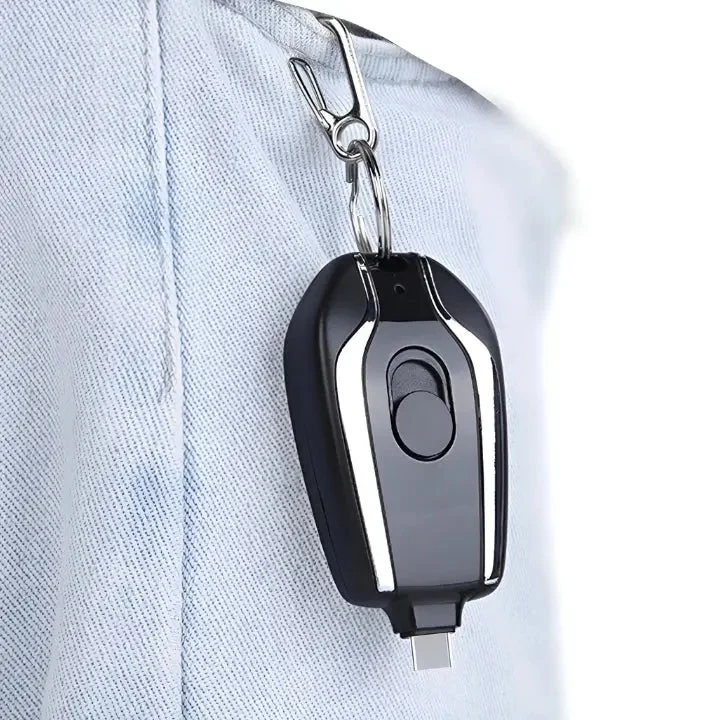 Nøglebundt Powerbank - Hurtig Opladning til iOS og Type-C